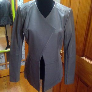 H by Halston Grey Leather Jacket 8
